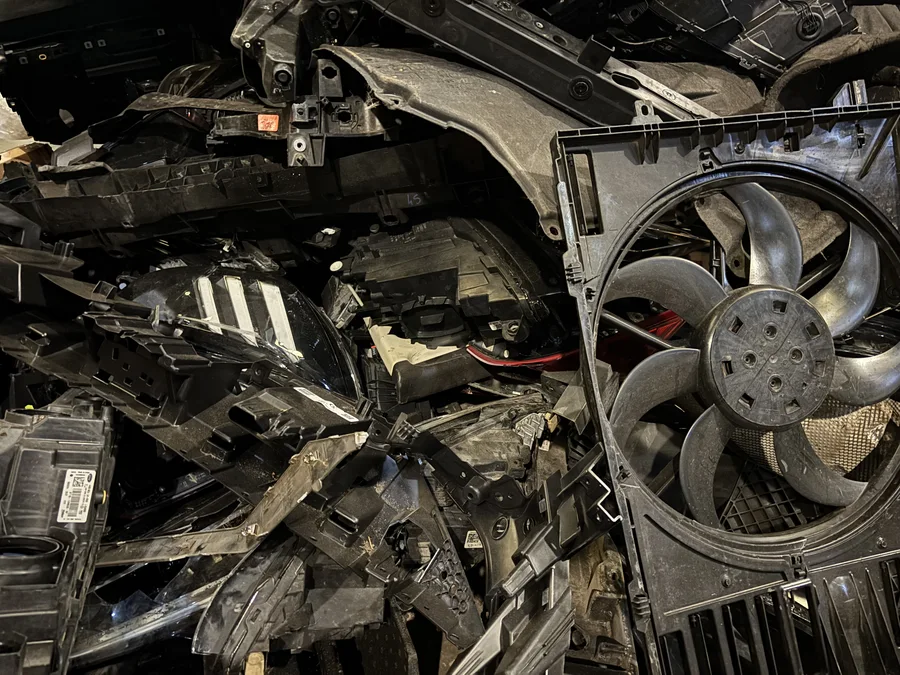 Mixed hard automotive plastics awaiting collection